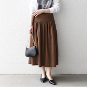 《予約》SHIPS any:〈洗濯機可能〉ループヤーン ギャザー フレア スカート