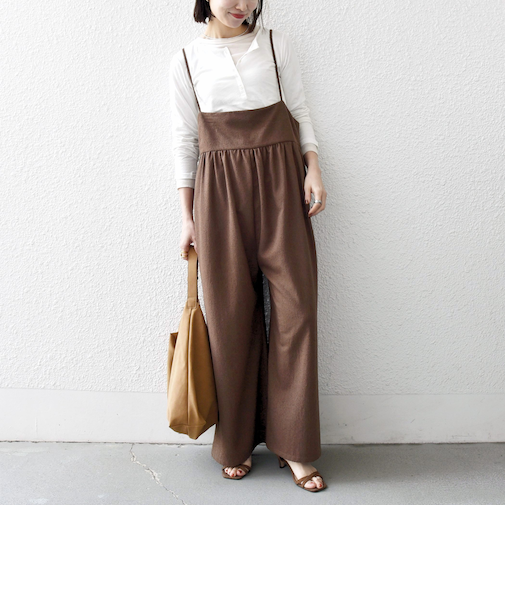 《予約》SHIPS any:〈洗濯機可能〉ループヤーン イージー ギャザー サロペット