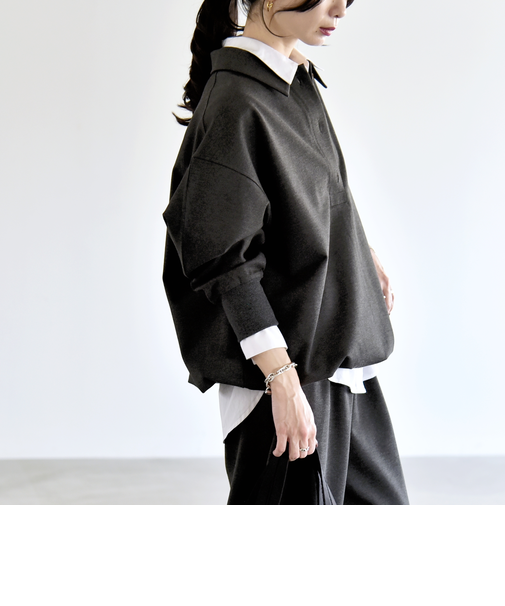 《予約》quaranciel:〈洗濯機可能〉ライト ポンチ ドロスト ポロ プルオーバー