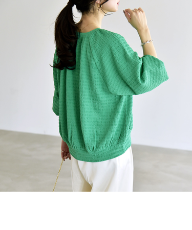 《予約》quaranciel:〈洗濯機可能〉ジャカード ジャージー クルーネック プルオーバー