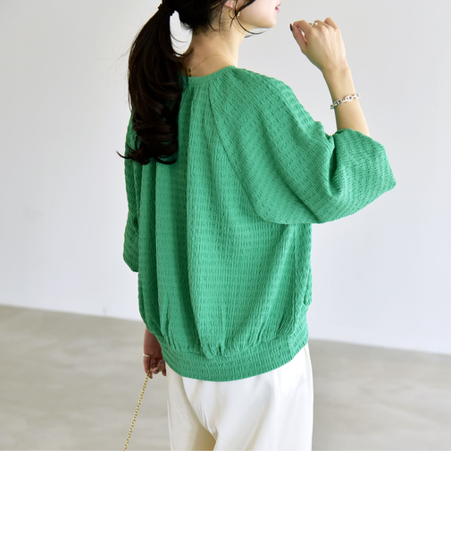 《予約》quaranciel:〈洗濯機可能〉ジャカード ジャージー クルーネック プルオーバー