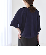 《予約》quaranciel:〈洗濯機可能〉ジャカード ジャージー クルーネック プルオーバー