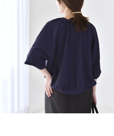 《予約》quaranciel:〈洗濯機可能〉ジャカード ジャージー クルーネック プルオーバー