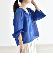 《予約》quaranciel:〈手洗い可能〉レース ジャカード ギャザー リボン プルオーバー