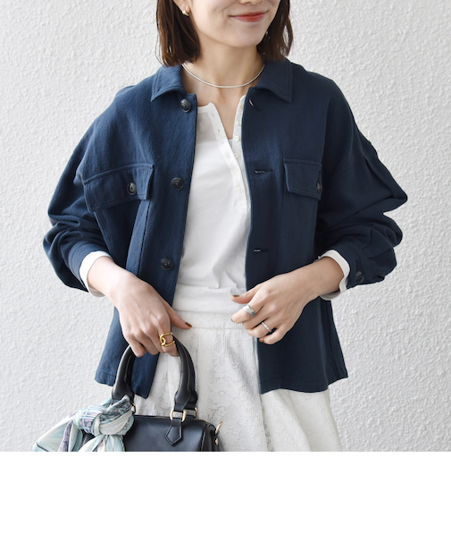 《予約》SHIPS any:〈洗濯機可能〉カルゼ ショート ワーク シャツ ジャケット