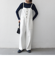 《予約》SHIPS any:〈洗濯機可能〉カルゼ キャミ ワイド サロペット