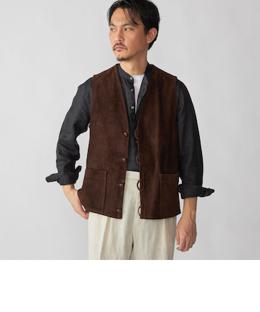 【SHIPS別注】CINQUANTA: スエード チマヨ ベスト