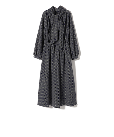 〈手洗い可能〉2WAY プリント タイ 長袖 ワンピース