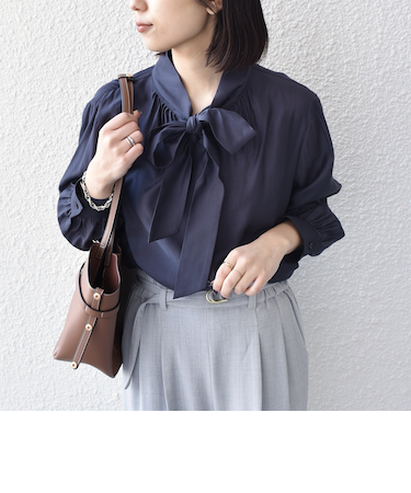 SHIPS Colors:〈手洗い可能〉シルキー ローン ボウタイ シャツ◇