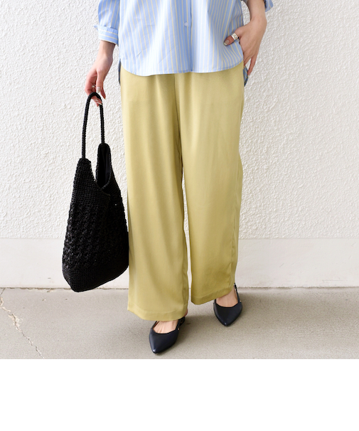 《予約》SHIPS Colors:〈手洗い可能〉ワッシャー サテン イージー パンツ◆