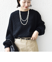 《予約》【WEB限定】〈手洗い可能〉ウェーブ クレープ ヘンリー 2WAY プルオーバー