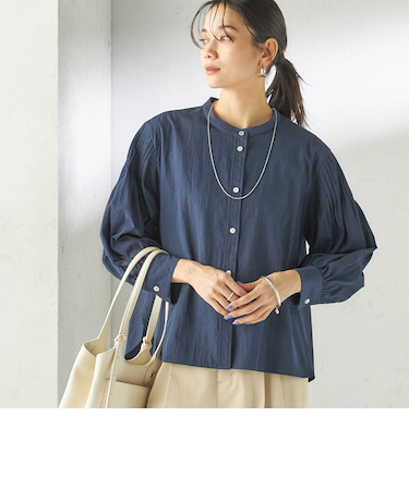 《予約》〈手洗い可能〉袖 ピンタック 羽織 ブラウス