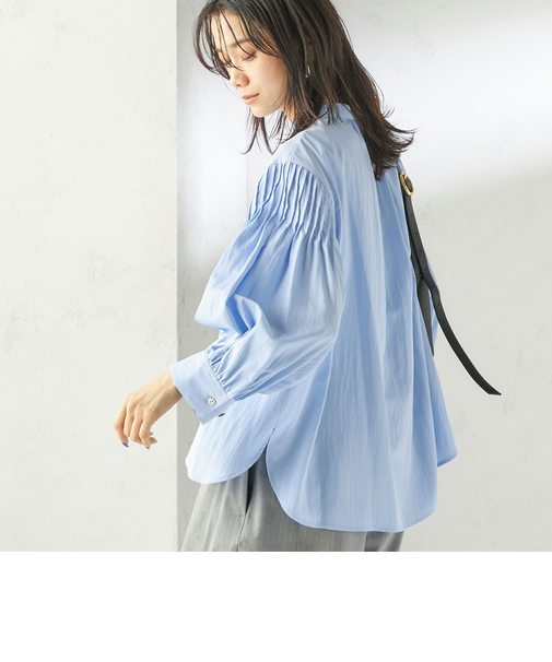 《予約》〈手洗い可能〉袖 ピンタック 羽織 ブラウス