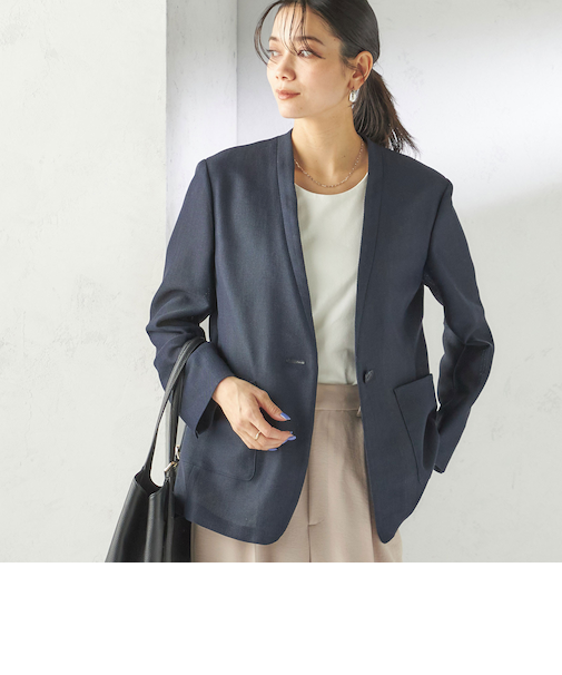 《予約》〈手洗い可能〉カラミ ノーラペル ジャケット