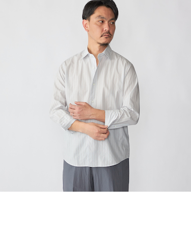 SHIPS: スムース テックス ワイドカラー シャツ