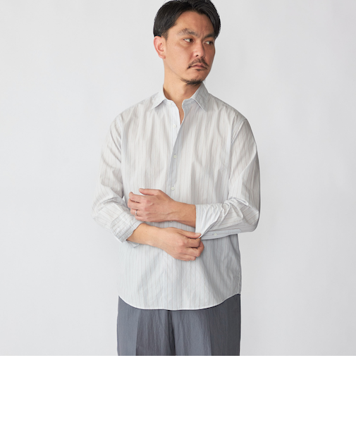 SHIPS: スムース テックス ワイドカラー シャツ