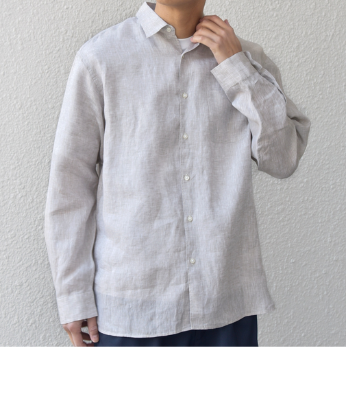 SHIPS any:〈洗濯機可能〉ピュアリネン レギュラーカラー シャツ 26SS◆