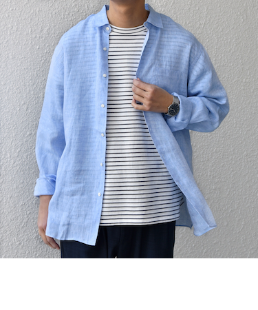 SHIPS any:〈洗濯機可能〉ピュアリネン レギュラーカラー シャツ 26SS◆