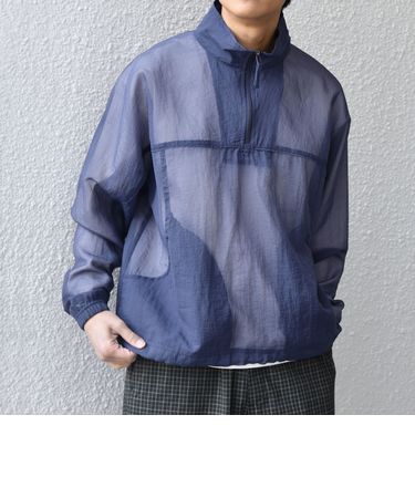 SHIPS any:〈洗濯機可能〉シアー メッシュ ハーフジップ トラック ブルゾン◆