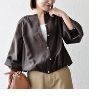 《予約》SHIPS any:〈洗濯機可能〉シアー クルーネック ボリューム スリーブ ブラウス