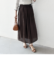 《予約》SHIPS any:〈洗濯機可能〉シアー ストレート ギャザー イージー リボン スカート