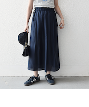 《予約》SHIPS any:〈洗濯機可能〉シアー ストレート ギャザー イージー リボン スカート