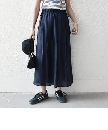 《予約》SHIPS any:〈洗濯機可能〉シアー ストレート ギャザー イージー リボン スカート