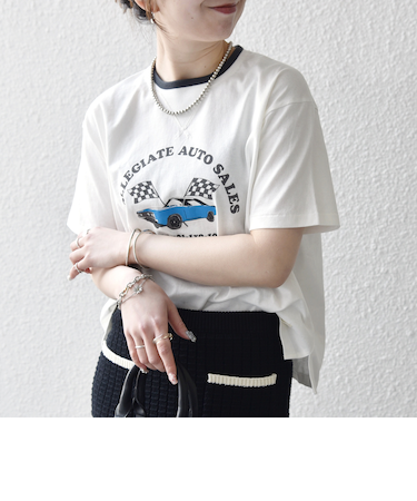 《予約》【SHIPS any別注】Collegiate Pacific:〈洗濯機可能〉V ガゼット プリント & 刺繍 Tシャツ