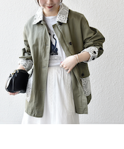 《予約》SHIPS any:〈洗濯機可能〉コットン レース 切替 ミリタリー ブルゾン