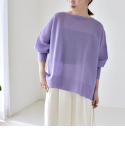 《予約》quaranciel:〈手洗い可能〉シアー 2way Vネック ドルマン ニット プルオーバー