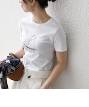 《予約》【SHIPS any別注】PETIT BATEAU: ロゴ プリント コンパクト TEE 26SS