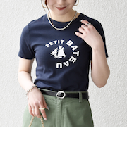 《予約》【SHIPS any別注】PETIT BATEAU: ロゴ プリント コンパクト TEE 26SS