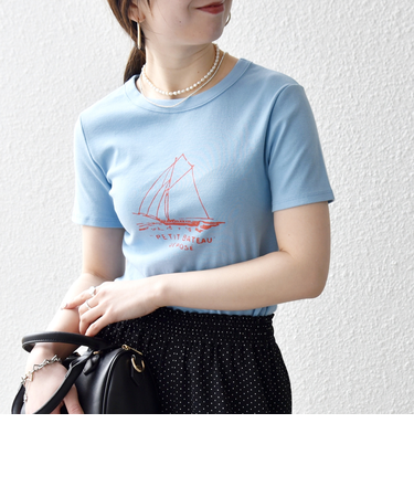 《一部追加予約》【SHIPS any別注】PETIT BATEAU: ロゴ プリント コンパクト TEE 26SS