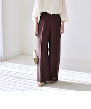 《予約》quaranciel:〈洗濯機可能〉リネン ミックス ハイウエスト ワイド パンツ