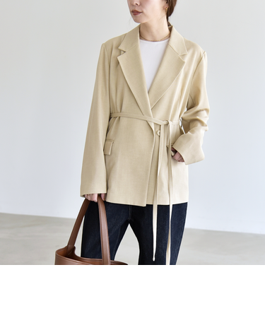 《予約》quaranciel:〈手洗い可能〉リングベルト ライト テーラード ジャケット