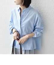 SHIPS Colors:〈手洗い可能〉カラー ストライプ クロップド シャツ