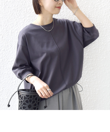 《予約》【WEB限定】〈接触冷感 / 洗濯機可能〉オーガニック コットン 裾 ドロスト トップス