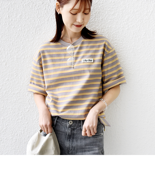 《予約》【WEB限定】マルチ ボーダー 5分袖 TEE