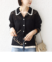 《予約》【WEB限定】〈手洗い可能〉クロシェ ニット カーディガン