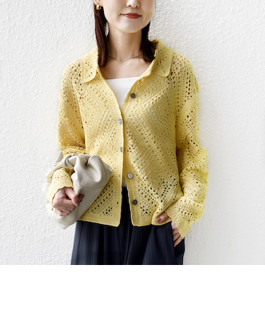 《予約》【WEB限定】〈手洗い可能〉クロシェ ニット カーディガン