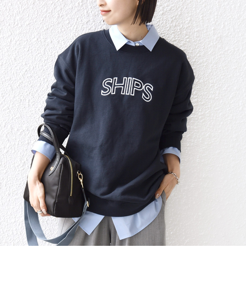 《予約》【WEB限定】SHIPS ラウンド ロゴ 刺繍 スウェット
