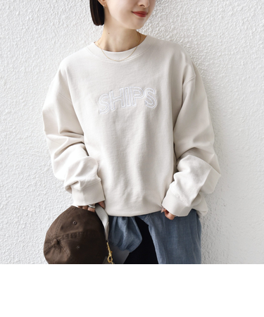 《予約》【WEB限定】SHIPS ラウンド ロゴ 刺繍 スウェット
