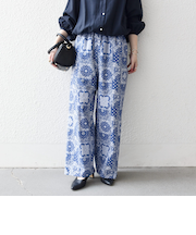 《予約》SHIPS any:〈洗濯機可能〉バンダナ プリント イージー ワイド パンツ