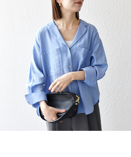 《予約》SHIPS any:〈手洗い可能〉オープン カラー ポケット シャツ