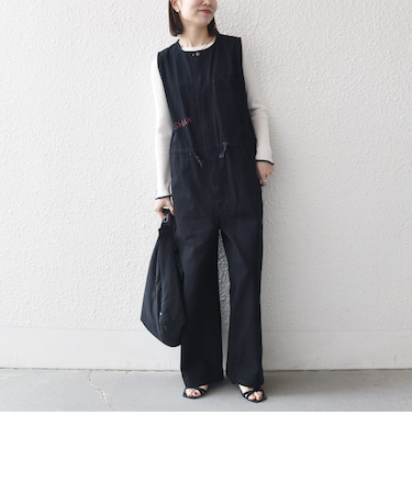 《予約》【SHIPS any別注】PAYDAY:〈洗濯機可能〉ステンシル ロゴ プリント オーバーオール