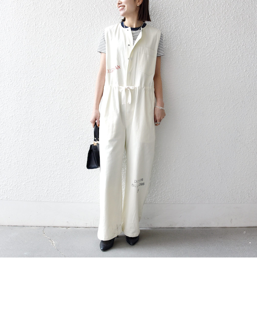 《予約》【SHIPS any別注】PAYDAY:〈洗濯機可能〉ステンシル ロゴ プリント オーバーオール