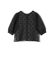 《予約》SHIPS Colors:〈手洗い可能〉シアー フロッキー ドット 5分袖 ブラウス◆