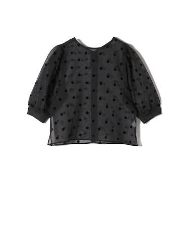 《予約》SHIPS Colors:〈手洗い可能〉シアー フロッキー ドット 5分袖 ブラウス◆