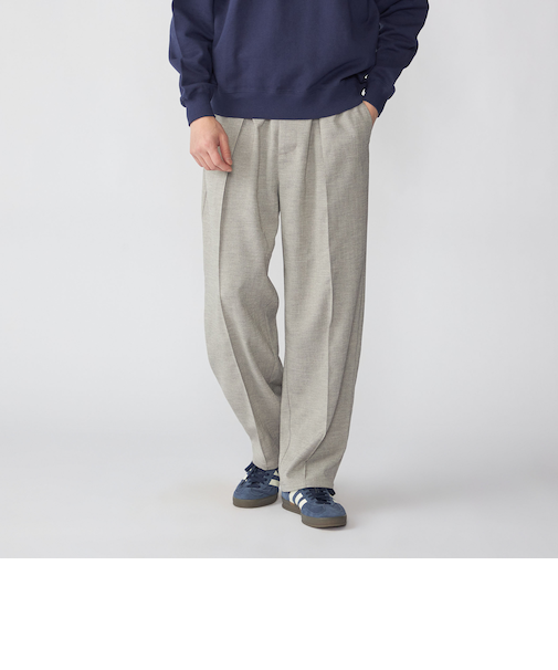 SHIPS: ハイブリッド ツイル ワイド ピンタック イージーパンツ