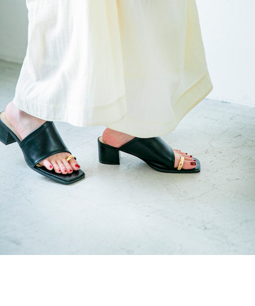 《予約》quaranciel: トゥリング トング ヒール サンダル